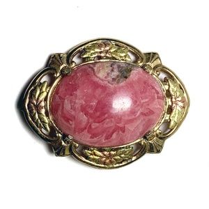 Vintage 12K Gold Filled Rhodochrosite Brooch